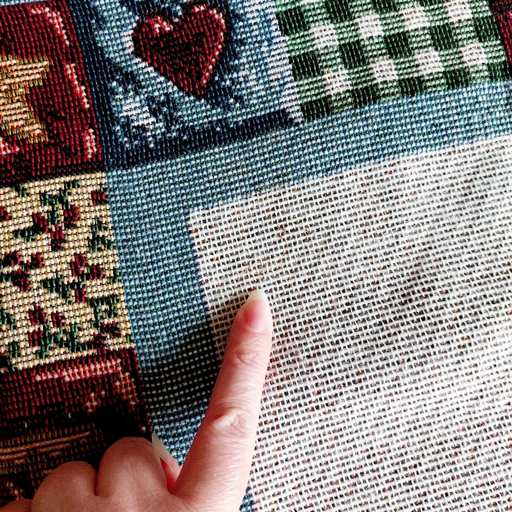 Blue Jean Teddy Bear Tapestry Throw Blanket Vintags 80s/90s Nursery‎ Decor